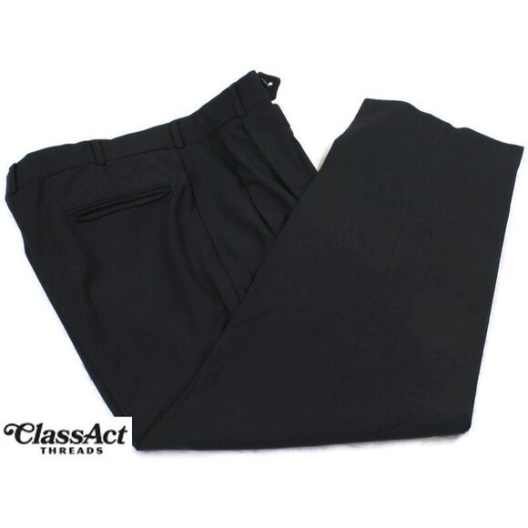 VTG Brooks Brothers Brooksease Pants Blue Wool Mens Pleated Fronts 38S 36 X 28 - Picture 1 of 5